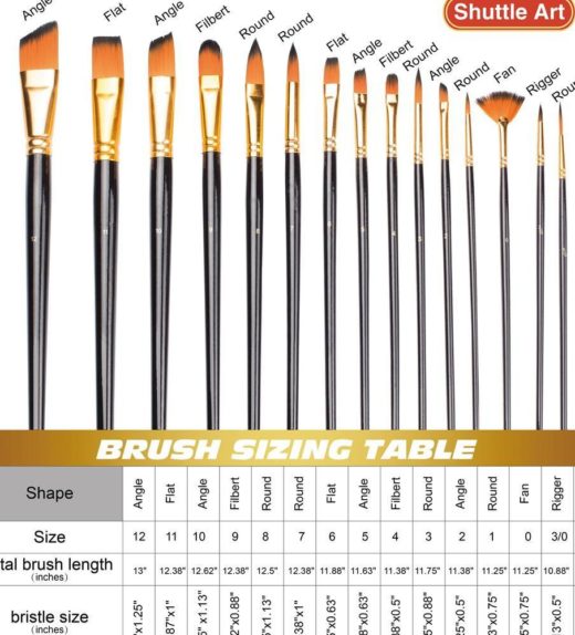 18 Pieces Paint Brush Set Different Shapes & Sizes